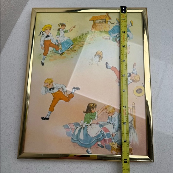 Vintage Nursery Rhyme Framed Decor Jack and Jill Humpty Dumpty Baby Retro Brass - Picture 11 of 14